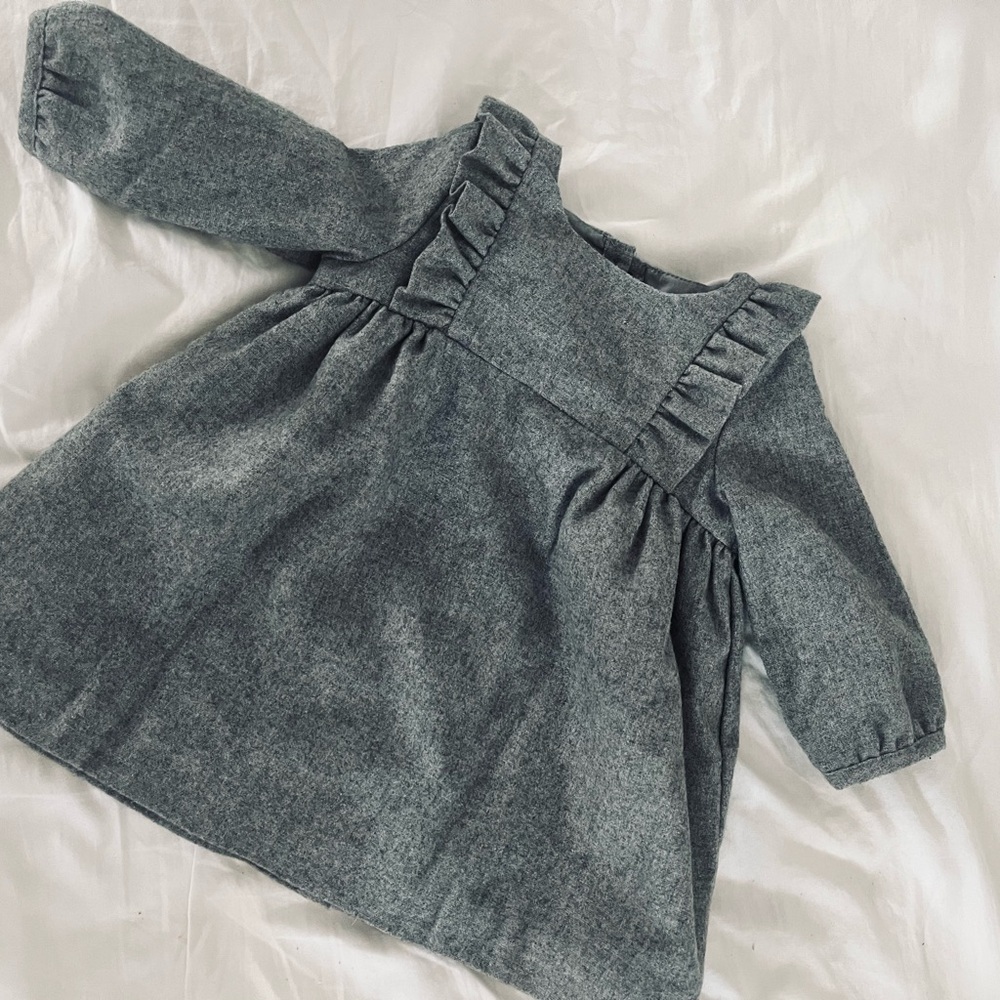 Jacadi Grey Ruffle-Trim Skirted Dress